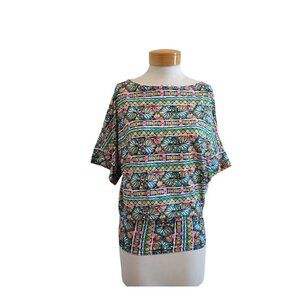 Trina Turk Bora Bora Floral Mosaic Geometric Swim Cover Up Tunic Dress XS